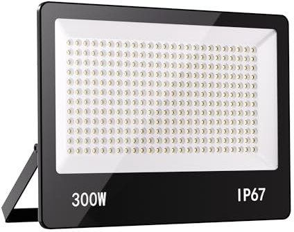 HAPYLUMI Focos Led Exterior 300W, 30000LM Blanco Frío Proyector LED Exterior, Flood Light Luz 6500K IP67 Impermeable Luz para Jardín Patio Yarda Estadio