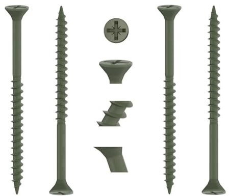 RADSO® 8g (4.0 x 50mm) Decking Screws Pozi Drive Flat Double Countersunk Head Exterior Green Organic Finish Anti Corrosion Woodscrews For Decking Fence Floorboard Hardwood Softwood (Pack of 100)