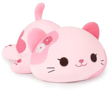 Shownicer - Peluche gattino, cuscino in peluche Kawaii, giocattolo di stoffa, cuscino per cuccioli, regalo per bambine di 3+ anni (Rosa, 30cm)