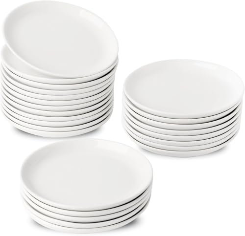 25 Pcs Assiettes à Dessert Porcelaine, Φ14cm Assiette à Gâteau, Petite Assiettes Vaisselles pour 25 Personnes, Assiettes et Plats de Service, Assiette à Salade | Fruit | Hors-d'œuvre| Petit Déjeuner