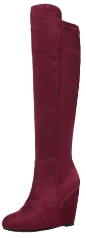 SACFOF Womens Over the Knee High Boots Suede Wedge Heel Long Stretch Boots Sexy Fashion Thigh High Tall Boots US6-11