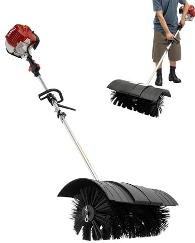 quitanieves gasolina 52 ccm barredora gasolina quitanieves escoba motor con gafas de protección y correa para el hombro, quitanieves barredora de mano gasolina escoba para exteriores