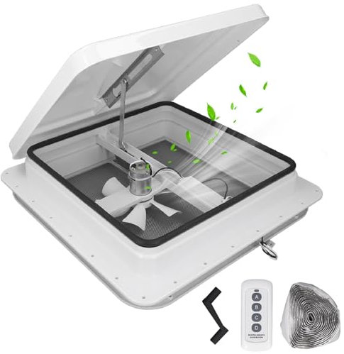 Fabater 14 Ventilateur de Toit pour Camping-Car, Ventilateur 12 V Réversible, Ventilateur D'échappement pour Camping-Car, Ventilateur de Toit pour Camping-Car, Remorque 14 x 14