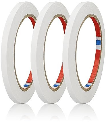 JRSHIRLEYLTD 3 rollos de cinta autoadhesiva de doble cara, cinta adhesiva ancha, para costura, manualidades, manualidades, álbumes de recortes (6 mm x 20 m)
