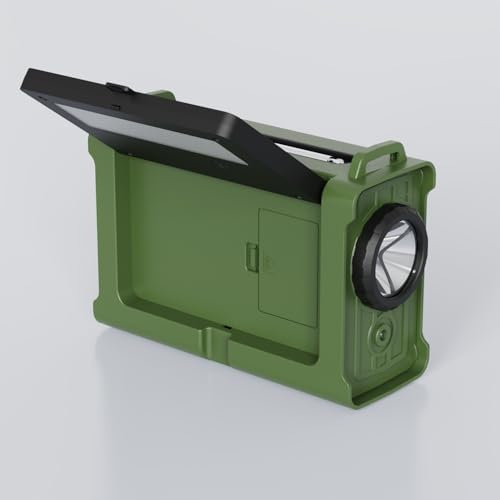 Mesqool Kurbelradio, Solar Notfallradio mit AM/FM Empfang, 12000mAh Wiederaufladbare Powerbank, IPX6, SOS Alarm, USB/Type-C Handyladung, Tragbare Radio mit Tragegurt für Notfall, Stromausfall