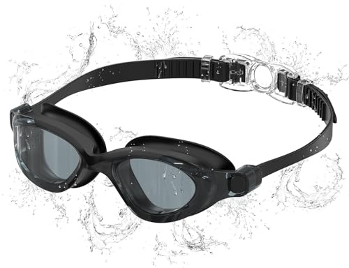Seaflar Swimming Goggles with Anti-Fog & UV Protection – Panoramic View for Men's and Women's Swimming Goggles - 3D Silicone Seal for Diving/Swimming Indoors and Outdoors-C-BK