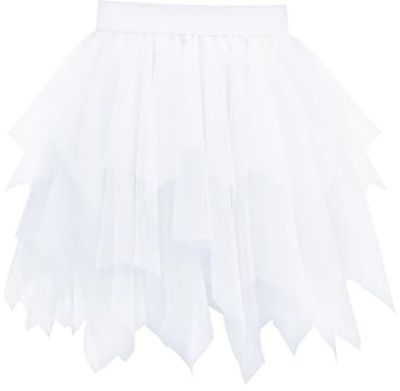 Vlazom Falda de Tul para Mujer Falda Tutú de Tul Irregular con Cintura Elástica, Falda Plisada Informal de Gasa para Fiesta de Graduación S-3XL