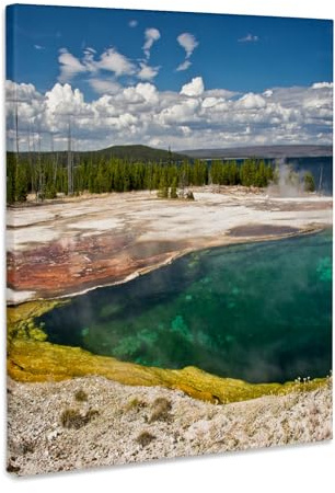 3dRose Abyss Pool, West Thumb Geyser Basin, Yellowstone National Park, WY Museum Grade Canvas Wrap 8x10