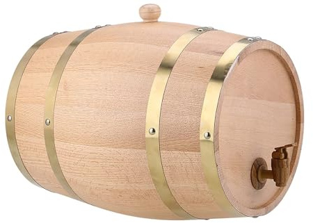 ZDAGELD 1,5L, Brun, Ekfat med Plastkran, Handgjord Vinfat för Konjak, Whisky, Tequila, Enkel Dispensering, Trycktestad, Förbättra Smaken, Förvaring Av Fina Viner, Foder Av (10L)