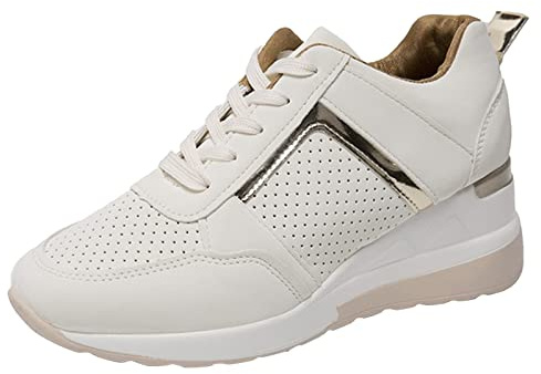 Joggingskor dam dämpade sommar, sneakers dam kilklack lätt jogging sportskor gym fritidsskor fashionabla vandringsskor platåskor löparskor tjock sula löparskor