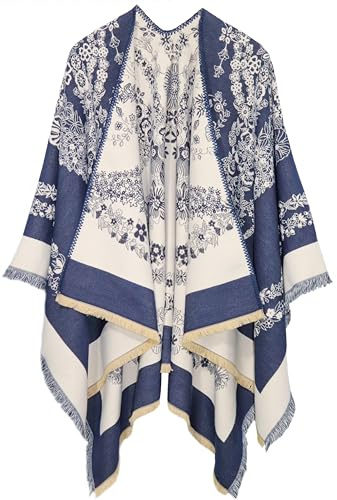 Women Shawl Wraps Open Front Poncho Reversible Oversized Blanket Cardigan