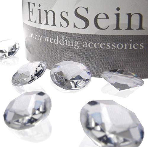 EinsSein 1000x Funkelnde Diamantkristalle Acryl 12mm klar Diamanten Dekosteine Hochzeit Deko Tischdeko Streudeko Glitzersteine Steine Hochzeits Dekodiamanten