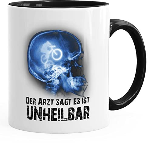 Moonworks® Kaffee-Tasse Xray Der Arzt sagt es ist unheilbar Hobby Röntgenbild Bike Fahrrad Downhill Geschenk-Tasse schwarz unisize