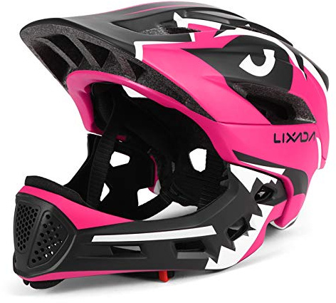 Lixada Casco Integrale per Bambini con Mento Staccabile - Bicicletta MTB BMX, Skateboard, Scooter - Casco Sportivo (Rosa)