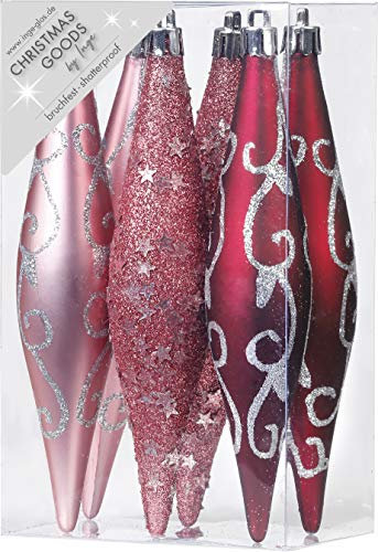 Weihnachtsschmuck Eiszapfen Oliven 6 STK. Kunstoff 15cm Christbaumschmuck Deko Weihnachten Christbaumkugeln Weihnachtsbaum Berry Kiss (Beere Glanz/matt)
