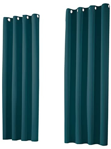 heimtexland ® 1 Paar Thermo- Verdunklungsgardinen Ösenschal Vorhänge Verdunkelnd Isolierend Blickdicht Verdunkelungsvorhänge HxB 145x135 Dunkel Petrol Typ139