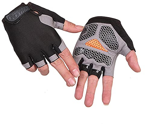 TAHUAON Guantes de gimnasio unisex de medio dedo para canoa, windsurf, kiteboarding, vela, cincha de muñeca ajustable (Upgrade-Black M)