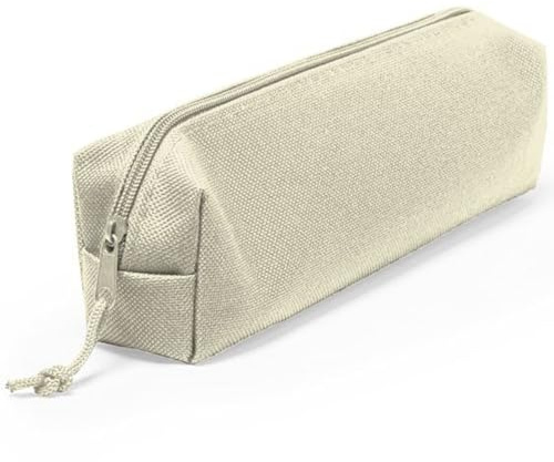 Astuccio in poliestere 600D, elegante e resistente, chiusura a cerniera per proteggere i tuoi strumenti di scrittura, penne, matite, pennelli e trucchi, auricolari, cavetti, penne USB. (Beige)