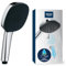 GROHE Vitalio 110, Duschkopf wassersparend, 6l pro Min (Handbrause 2 Strahlarten, per Drehregler verstellbar, Universalanschluss, Silikonring schützt Duschbrause bei Stürzen), eckig, chrom, 2639710E