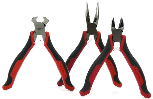 INGDAUM® Mini-Zangen Endschneider, Kneifzange, Spitzzange gebogen und gerade, Seitenschneider, lange Flachrundzange (3 polierte Zangen: Endschneider, Spitzzange, Seitenschneider)