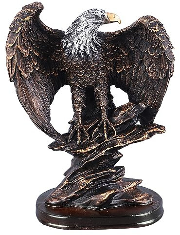 Statue d'aigle, Figurine de tête de d'aigle en Résine, Sculpture Animale en Style Rétro, Couleur Bronzée Aigle Décoration de Bureau, Figurine d'aigle Patriotique, pour Bureau, Famille, Café, Salon