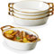ONEMORE Au Gratin Baking Dish, 20 oz Oval Ceramic Small Casserole Dishes with Handles, 6x8 Individual Baking Dish for 1-2 People, Oven Safe for Pies & Meals, Set of 4 Single Serving Dishes, Brown Rim