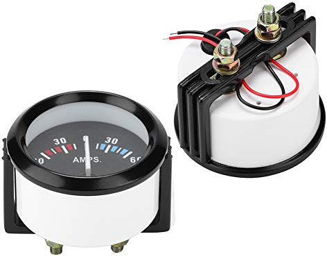Amperímetro Analógico 60-0-60 AMP para Vehículo, Medidor de Corriente de 52 mm/2 Pulgadas con Luz de Fondo, Alta Precisión y Fácil Instalación, Diseño Resistente y Ligero