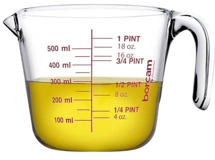 URBNLIVING 1L Clear Glass Measuring Mixing Jug in ML Oz Pints Kitchen Cooking Baking
