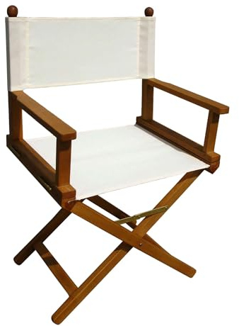 milani home - poltrona da giardino pieghevole, legno di acacia, salvaspazio, con braccioli, regista, seduta ecrù