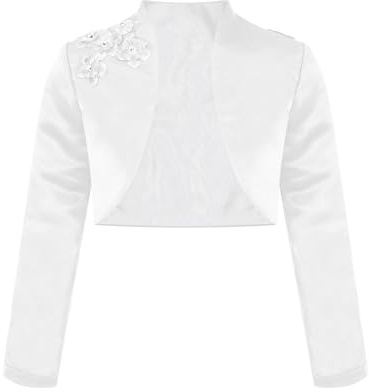HULIJA Bambina Bolero da Cerimonia Maniche Lunghe Cardigan Elegante Shrug Giacca Coprispalle da Matrimonio Sposa Festa Compleanno Wedding