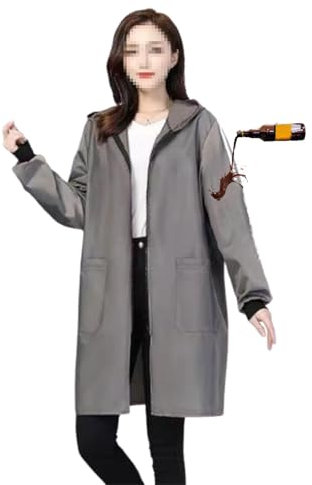 Waterproof Smock Apron for Women Men, Smock Overalls Work Apron with Hood Smock Aprons for Women with Pockets for Dishwashing Cooking Baking Painting(Grey,XL)