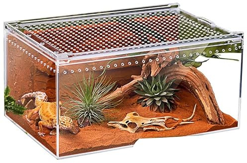 Terrarium Kit, Large Reptile Feeding Box 40 * 25 * 20cm, Transparent Acrylic Insect Enclosure With Vents Anti-Escape Design, for Pet Snakes Lizard Horned Frog Beetles