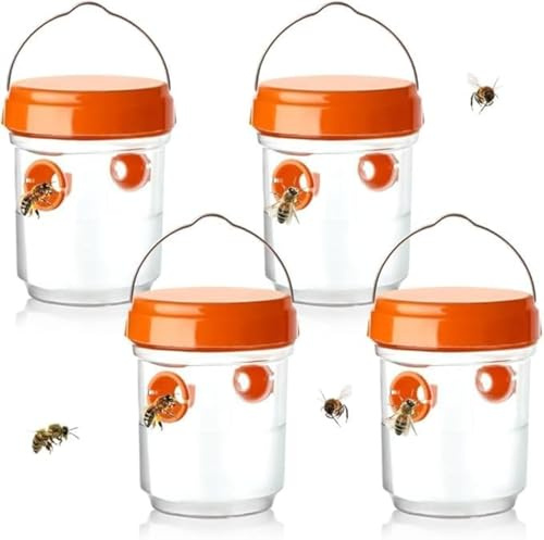 Exteriör Tap Trap, 4 st hornets fällor kit för inomhus plastflaska, selektiva asiatiska hornfällor, utomhus- och hornetfällor, myggfällor, flugor, fluga (orange)