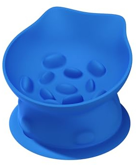 Slow Feed Cat Bowl, Elevated Cat Food Dish with Tilted Design, Dual-Use for Dry and Wet Food, Anti-Vomit, Anti-Choking, Easy to Clean