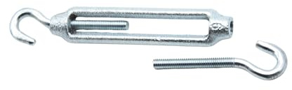DOJA Barcelona Tenditore per Filo Acciaio Gancio - Gancio M8 Zincato - PACK 6 - Design con Tiranti per Filo Stendibiancheria e Tirante Cavo, Montaggio Facile, Alte Prestazioni, Tenditore per Corda