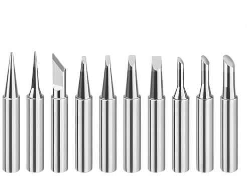 Lot de 10 Pointes de Fer à Souder Kit, 900m Panne A Souder En Forme De Burin Rechange, Embouts à Souder Résistant à la Corrosion Compatible avec TENMA Radio Shack ATTEN pour Équipements de Soudage