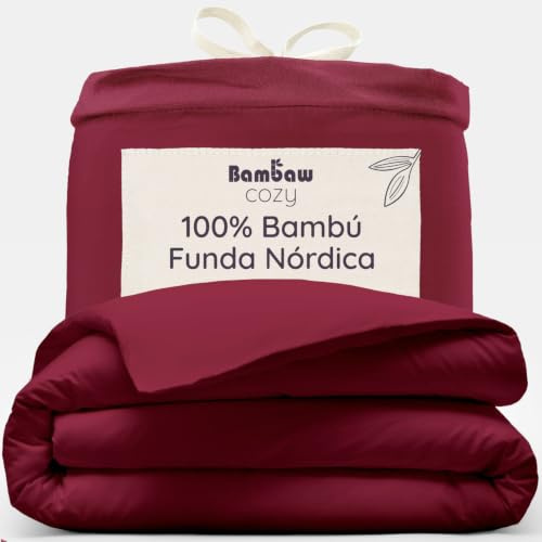 Bambaw King Size Duvet Cover Bamboo, 240x220 cm, Cooling Bed Sheets, Sustainable Bedding Bamboo, Soft, Breathable & Cool Sheets for Summer, Hypoallergenic King Size Bedding 240x220 cm (Burgundy)