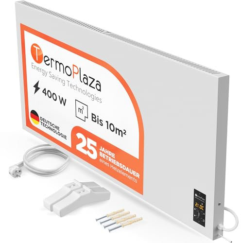 Elektro Infrarotheizung mit Thermostat TÜV 400 W bis 10m2 und Konvektor Heizung TermoPlaza - Infrarot Wandheizung und Infrarotheizung Standgerät - Elektroheizung Energiesparend Infrarot Heizstrahler