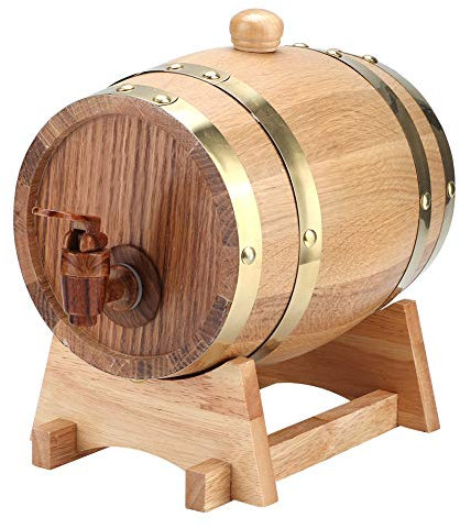 1.5L Oak Aging Barrel, Small Handcrafted Liquor Aging Barrel with Faucet and Stand, Liquor Dispenser, Aging Barrel for Whiskey, Bourbon, Wine, Tequila, Beer, Mixed Cocktail