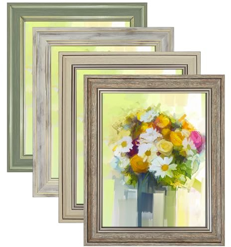 LUCKYLIFE 8x10 Picture Frame Set of 4, Rustic Farmhouse Picture Frames for Table or Wall Hanging
