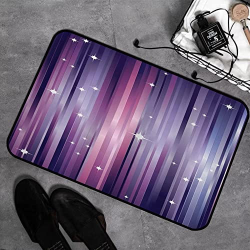 Memory Foam Badezimmer- 40 x 60 cm,Auberginen-abstrakter bunter Balken-Hintergrund mit weißen Sternen, die vom Weltraum inspiriert sin,Badteppich Saugfähige Rutschfester Badvorleger Waschbar Badematte