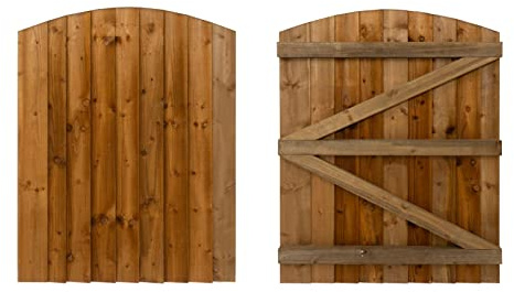 Featheredge Arch top, Wooden Garden and Side Gates (v3)(H-900, W-1200, Brown Finish)