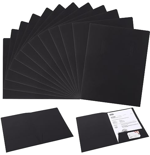 Niboken Chemise Cartonnée avec Rabat à Pochettes A4 Sac de Fichier en Papier Kraft, Epais Porte Document Organisateur Dossier de Fichiers à Insertion pour Société Bureau Maison Scolaire (Noir)