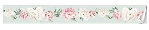 VisitRyl Tapetenbordüre selbstklebendPinke Rose 15x300cm zum Aufkleben für Wohnzimmer Küche Badezimmer Abnehmbare Wasserdicht Bodenleiste PVC Dekorative Bordüre