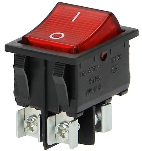 Miratic Interrupteur avec Voyant Lumineux Interrupteur avec Bouton Rétroéclairé Bouton On Off à Bascule Encastrable pour Installation Dans le Cockpit ou Multiprise (boîtier noir/bouton rouge)