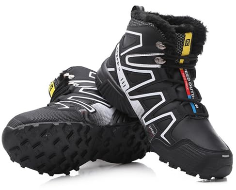 Cycling Shoes for Men Waterproof Road and Mountain Bike Shoes Warm Indoor Outdoor Sports Sneaker for Winter,Black-45EU