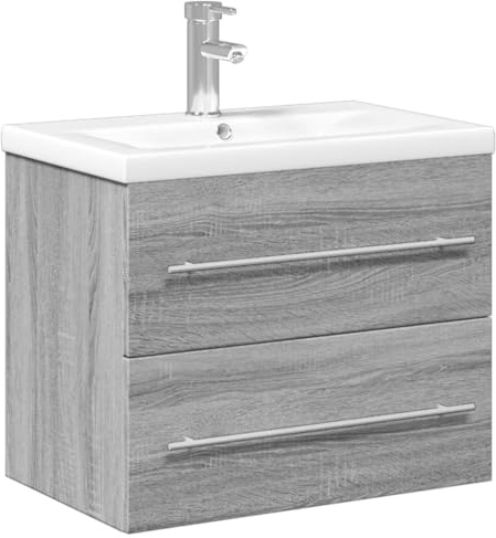 vidaXL Mobile da Bagno con Lavabo Integrato Grigio Sonoma, Mobile da Bagno, Mobile vanità, Mobile lavabo, armadietto da Bagno, vanità da Bagno