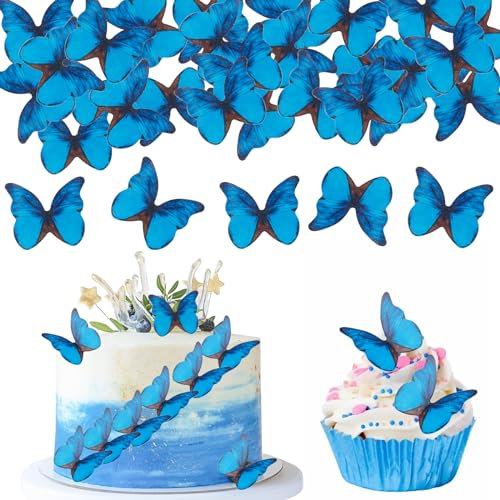 Decorazioni per torte a forma di farfalle, 48 pezzi, commestibili e decorative per compleanni, matrimoni e brodi.