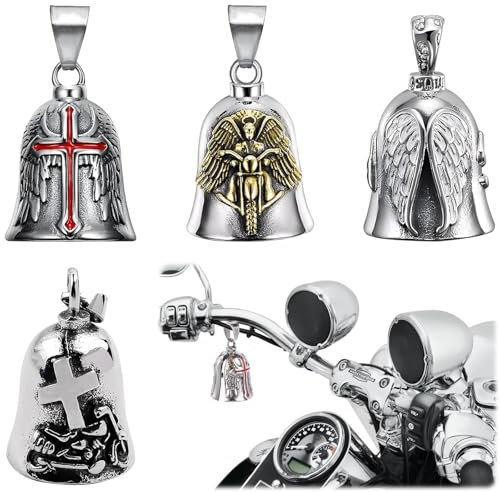 TTYSHIP® 4 Pezzi Guardian Bell, Guardian Bell Moto in Lega di Zinco, Campanella Portafortuna per Moto per Biciclette (4 Stili)