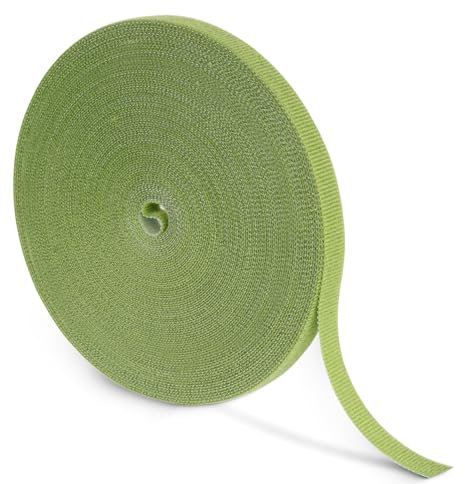 ONEWEST 25 Meter Pflanzen Klettband,wiederverwendbar Pflanzendraht Klettverschluss Band,mit hervorragender selbstklebender Floristenband,zum Befestigen und Anbinden von Bäumen und Pflanzen-Grasgrün